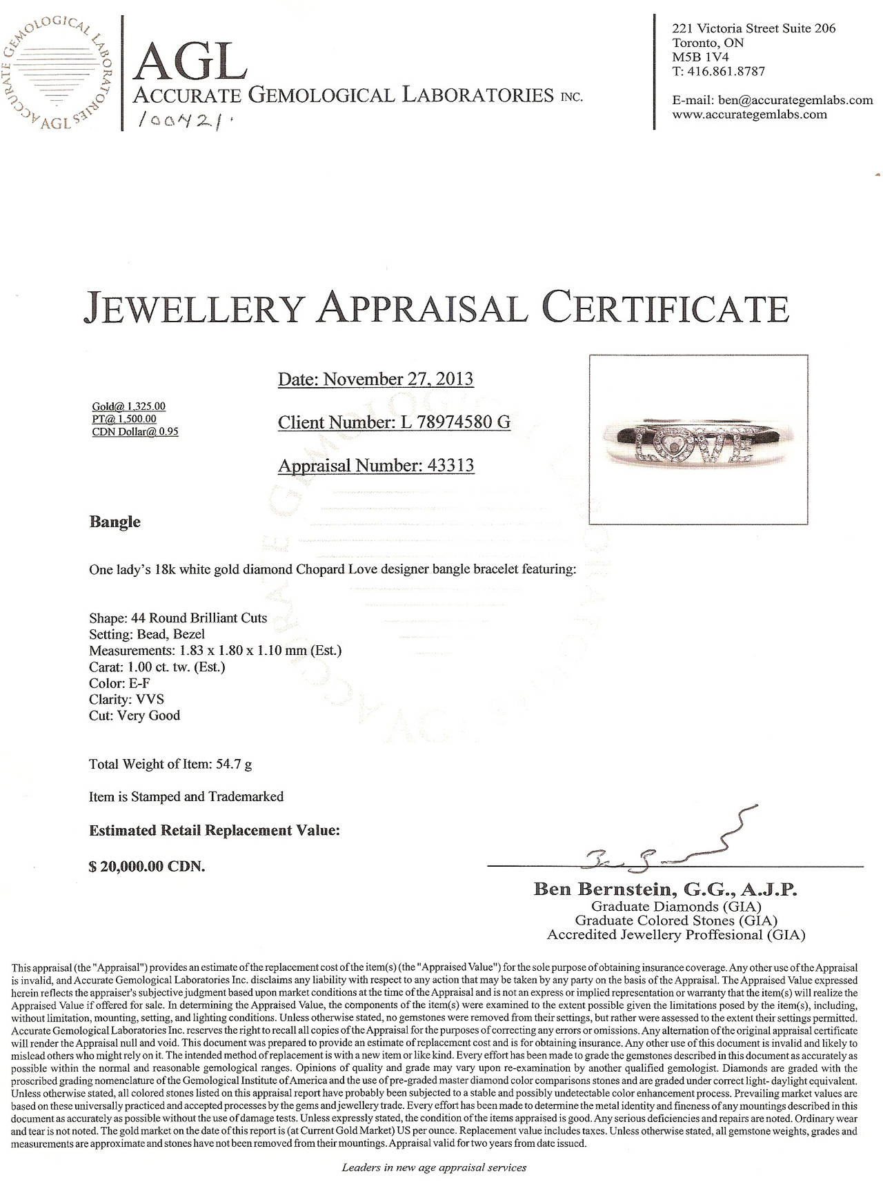 Chopard Happy Diamond Gold Love Bangle Bracelet For Sale 1