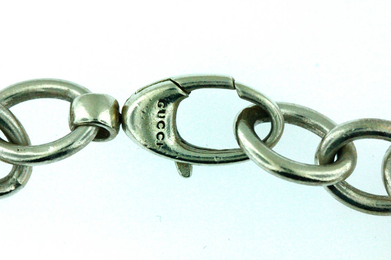 Women's Gucci Silver Charm Bracelet For Sale