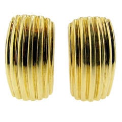 Tiffany & Co. Ribbed Gold Earrings.