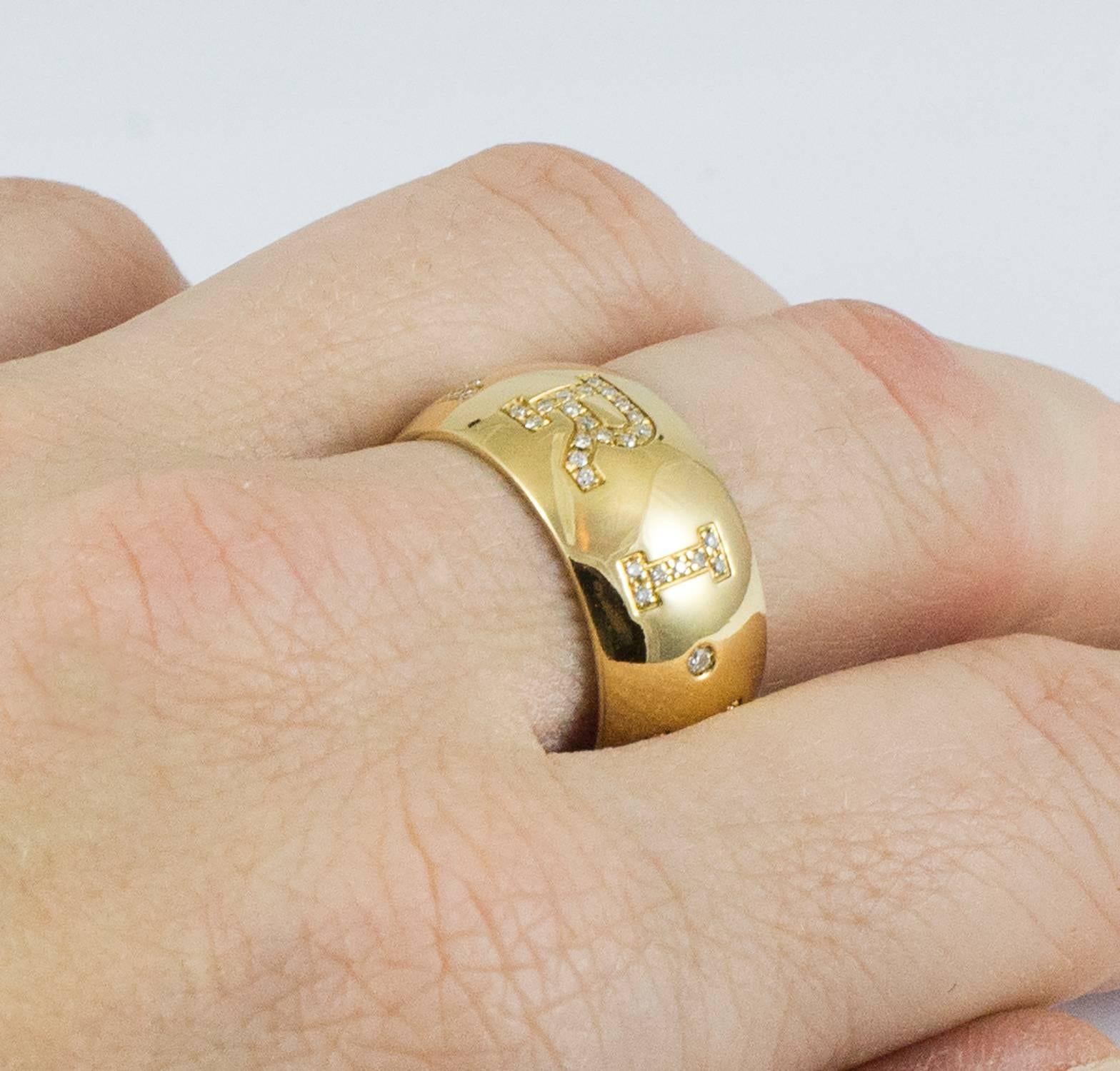 Bvlgari Signature Diamond Gold Band Ring For Sale 1