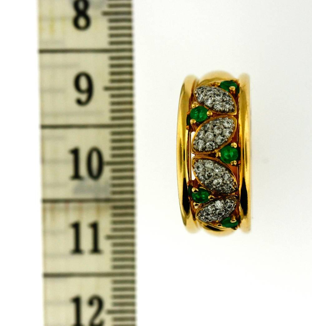 Birks diamond emerald gold Platinum Gold Ring  For Sale 2