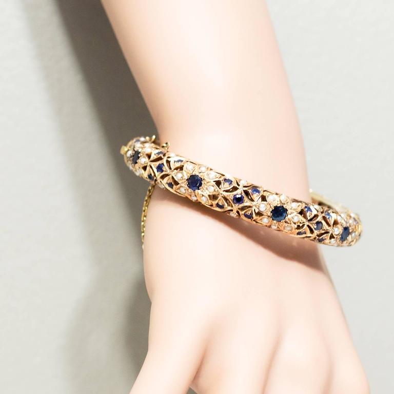 Sapphire Pearl Gold Bracelet at 1stDibs