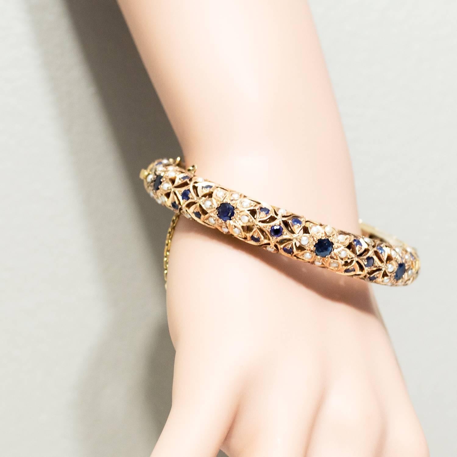 Women's Sapphire Pearl Gold Bracelet