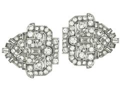 1930s Art Deco Diamond Platinum Brooch Clip