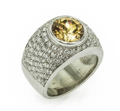 Stunning Natural Zircon Diamond Gold Ring