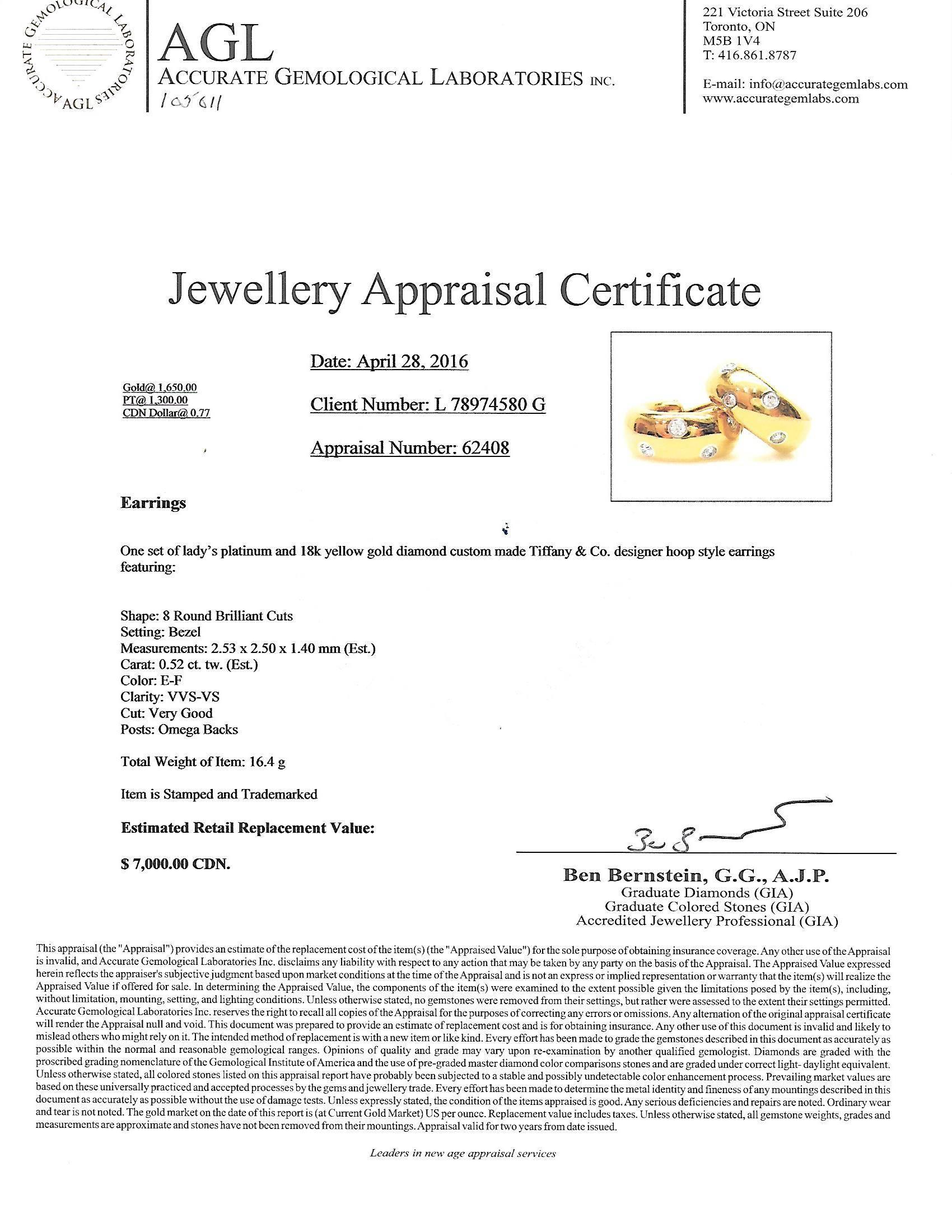 Tiffany & Co. Etoile Diamond Gold Platinum Earrings For Sale 1