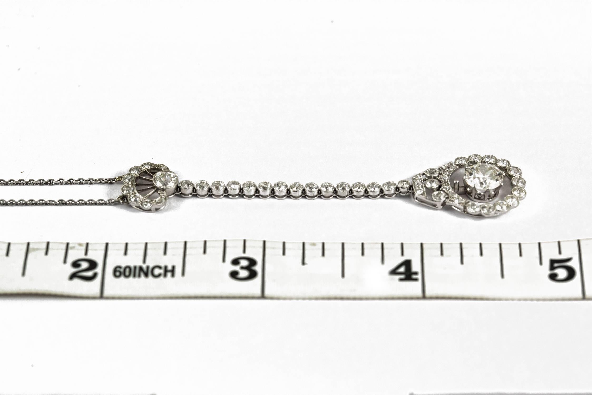 Women's Art Nouveau Diamond Gold Necklace For Sale