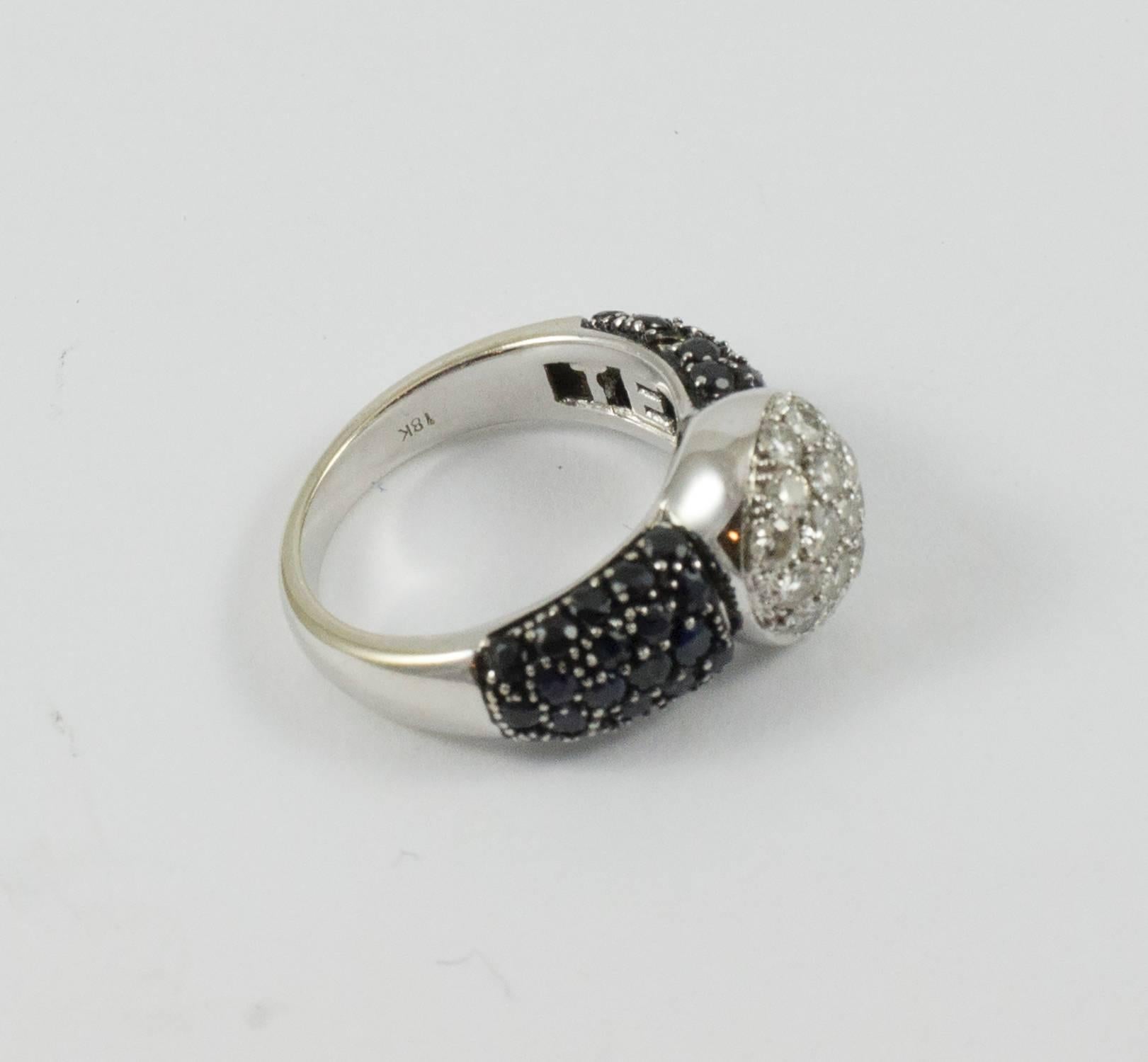 Women's Techline Black and White Diamond Ring For Sale