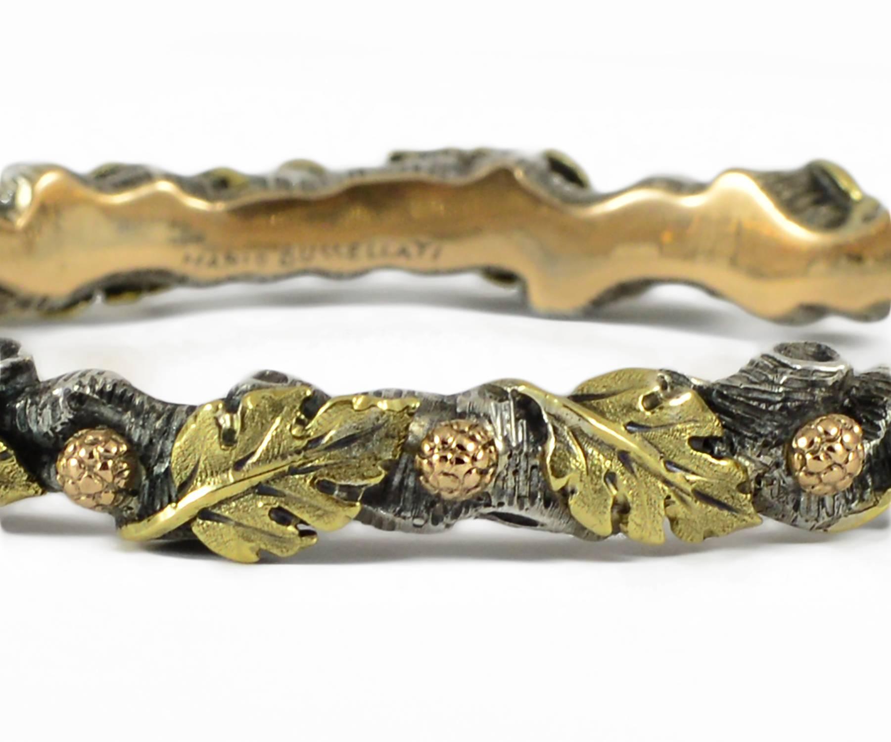 Mario Buccellati Gold Silver Chalcedony Bangle Bracelet For Sale 2