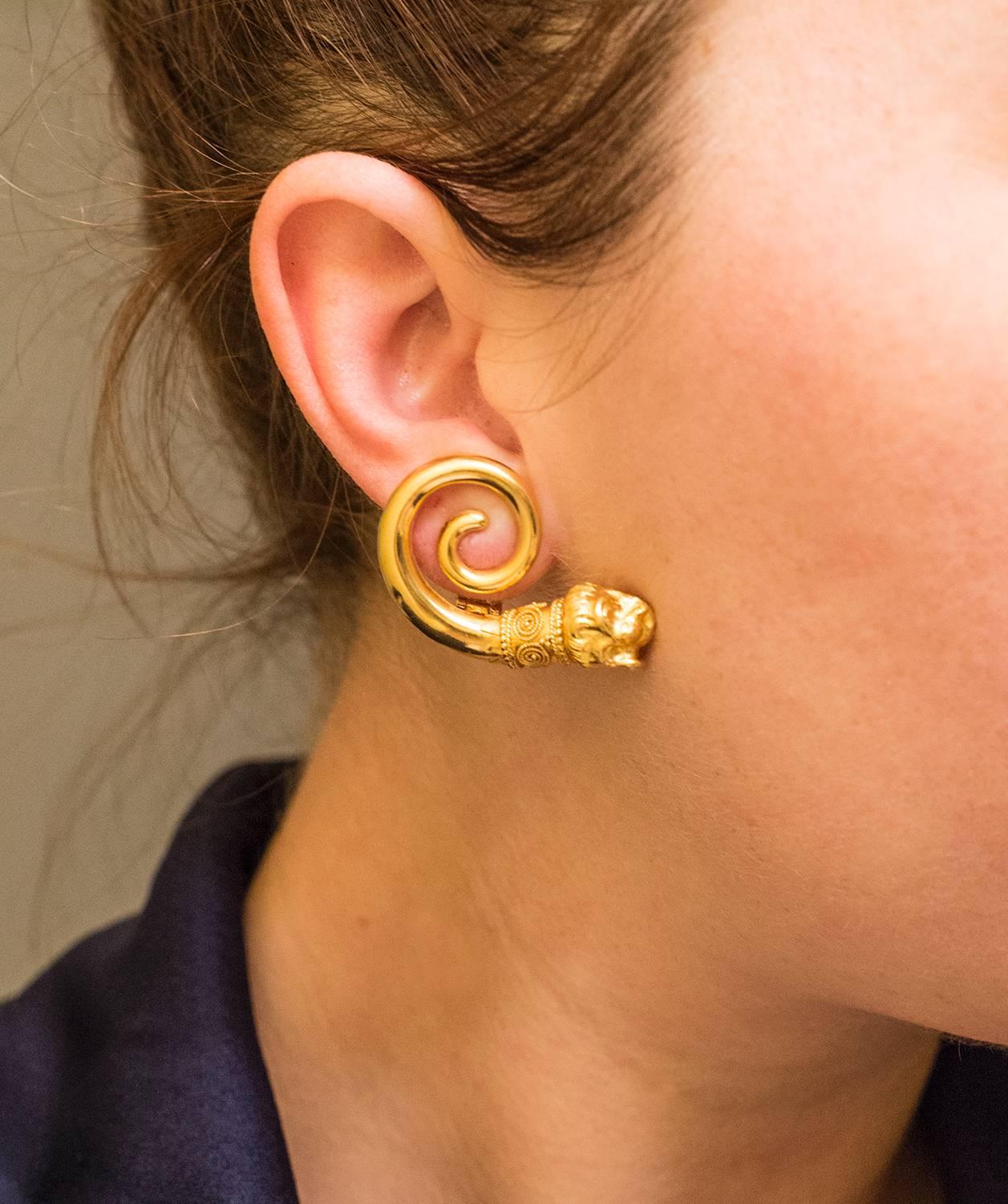 Lalaounis Gold Lion Ear Clips For Sale 1