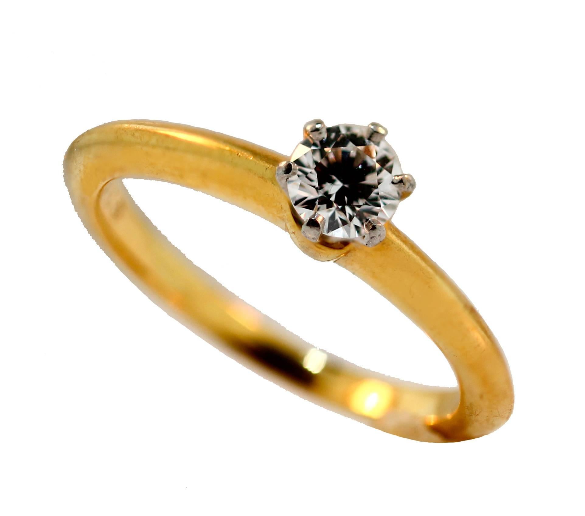 Tiffany & Co. Diamond Gold Solitaire Ring For Sale 2