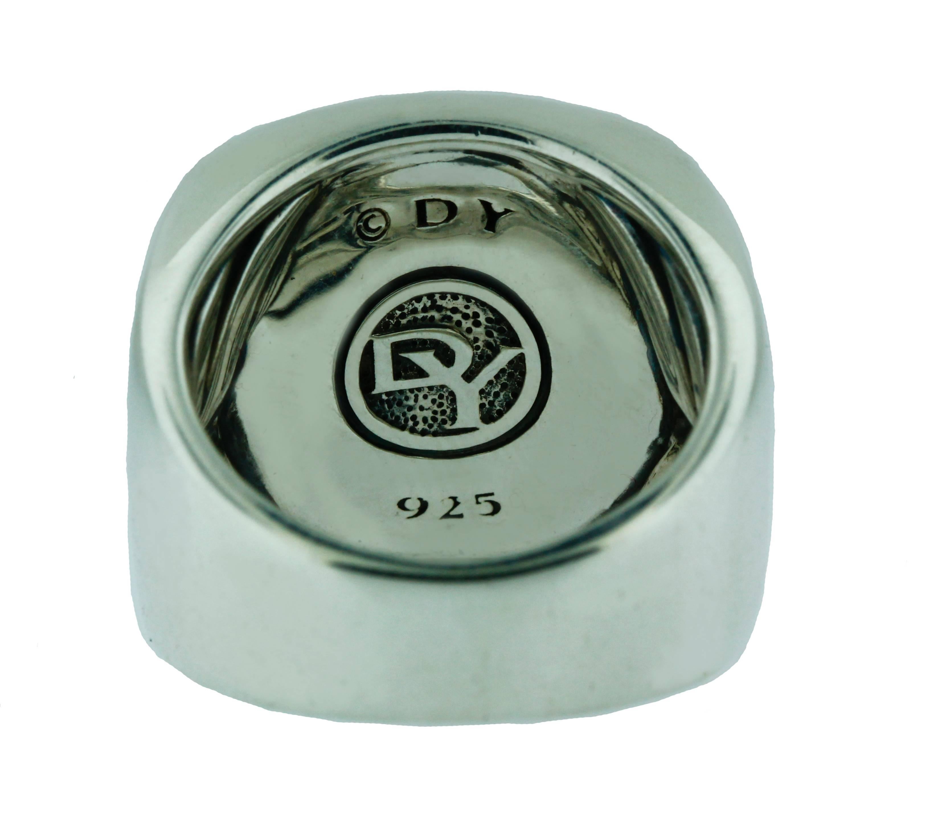 David Yurman Silver Pave Diamond Ring  For Sale 1