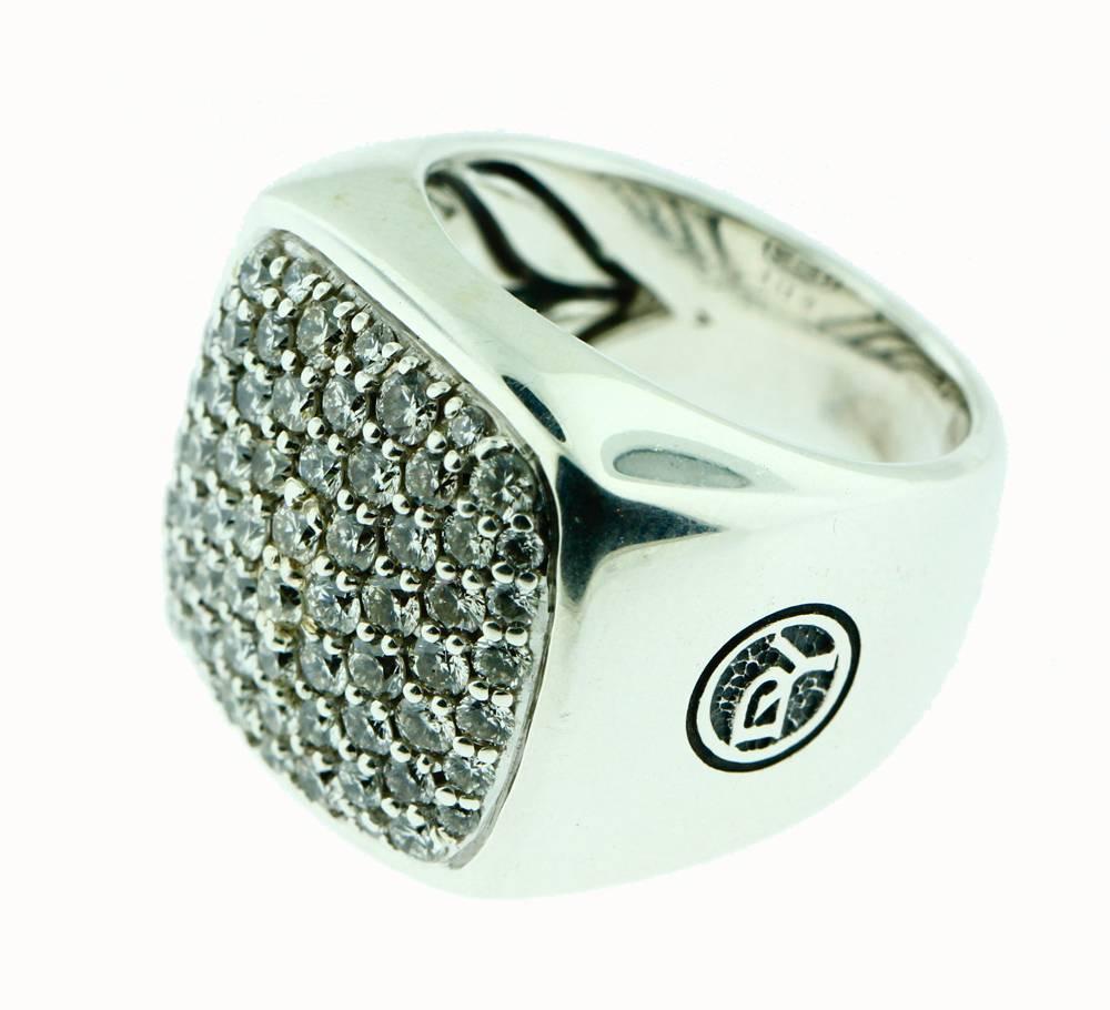 Women's David Yurman Silver Pave Diamond Ring  For Sale
