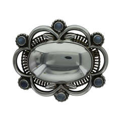 Georg Jensen Sterling Silver and Moonstone Brooch No. 157