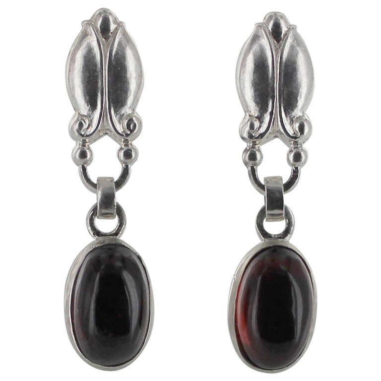 Georg Jensen Garnet Earrings No.17 For Sale