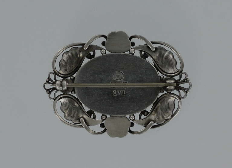 Georg Jensen Brooch no. 171 with Labradorite was designed by Georg Jensen in 1912. Crafted in sterling silver and Labradorite. Has impressed marks for Georg Jensen Denmark ( see additional images) this brooch is in excellent condition