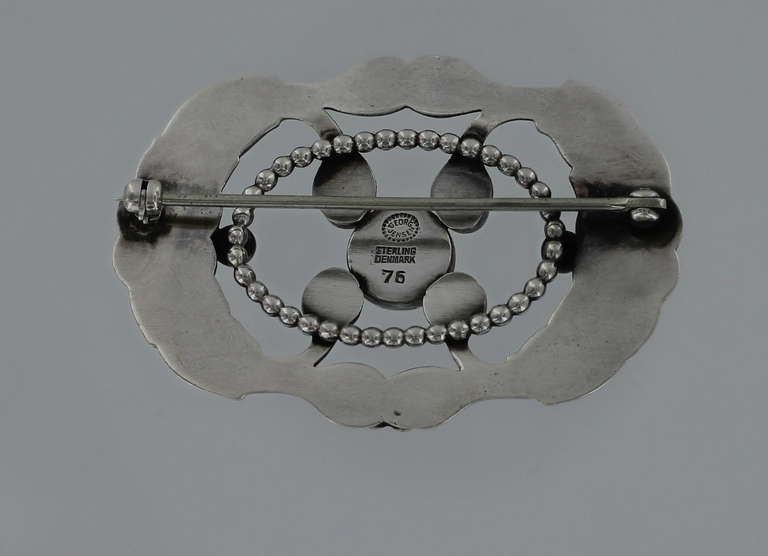 A rare and interesting Georg Jensen Brooch, no. 76 was designed by Georg Jensen in 1915. Crafted in sterling silver. Has impressed marks for Georg Jensen Denmark ( see additional images) this brooch is in excellent condition