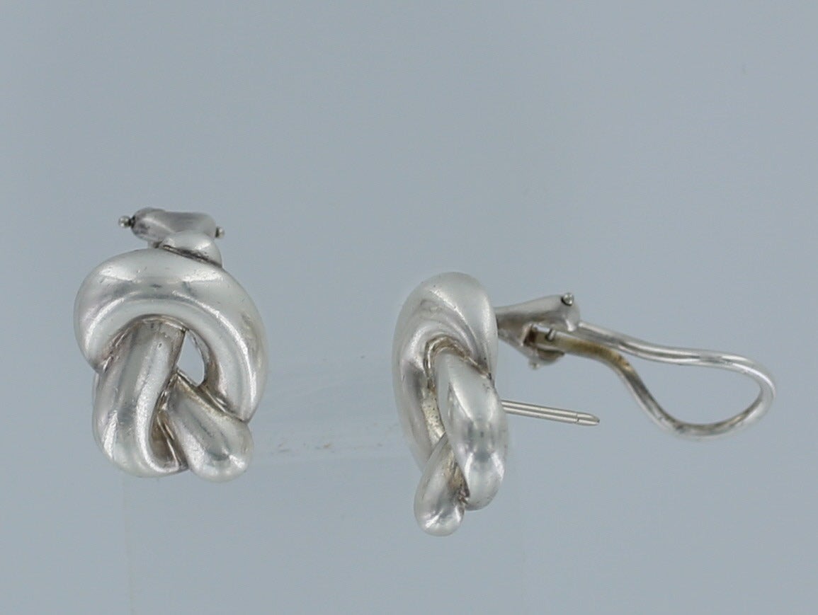 Tiffany & Co Love Knot sterling silver earrings. These earrings have posts and are omega backs.
