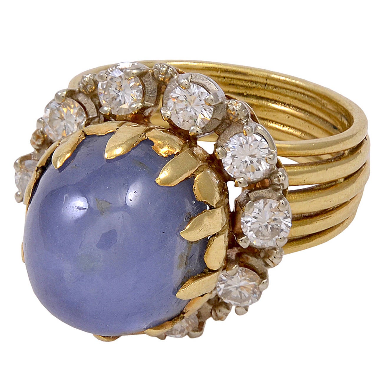 Sapphire Diamond Gold Cocktail Ring For Sale