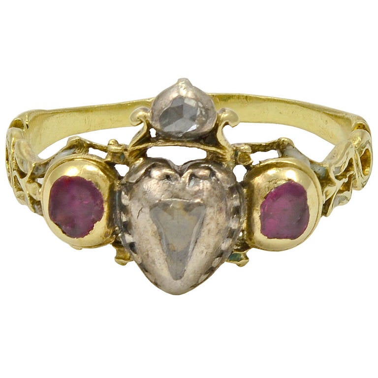 Antique Georgian Ruby Rose Diamond Ring at 1stDibs