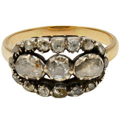 Antique Georgian Rose Diamond Gold and Silver Ring