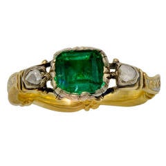 Georgian Emerald and Rose Diamond Ring