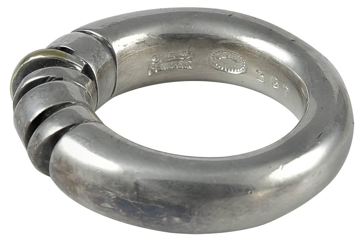Georg Jensen silver & gold ring No. 307. size 5 This ring has impressed company marks - see additional photos. This ring can be sized 