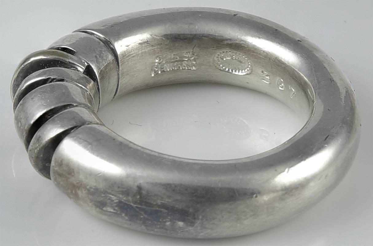 Georg Jensen Silver Gold Band Ring No. 307 In Excellent Condition In Mt. Kisco, NY