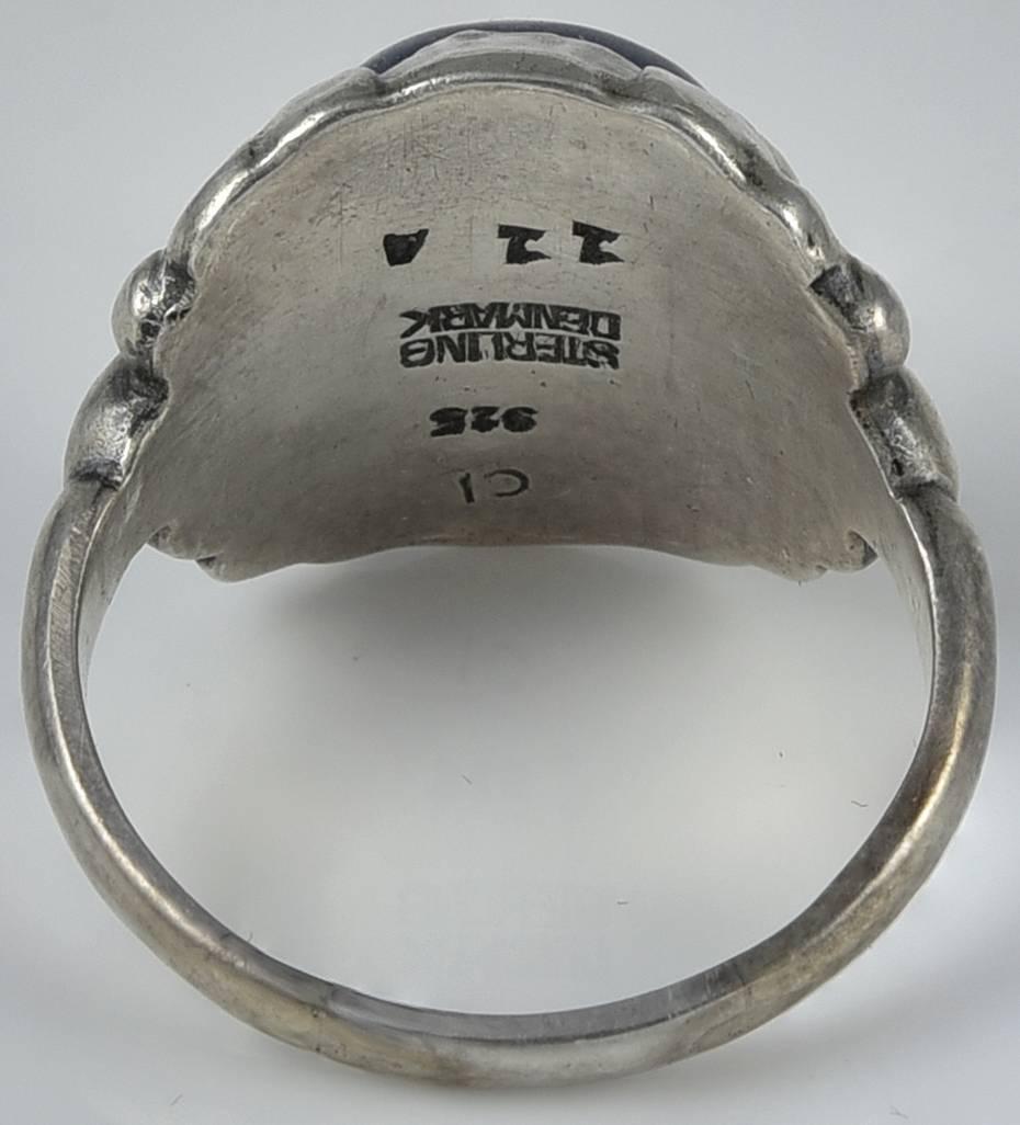 Georg Jensen silver & lapis ring No.11A. this ring is a size 7.5 and can be sized. Has impressed company marks: see additional images : Georg Jensen (Gi) 925S Sterling Denmark