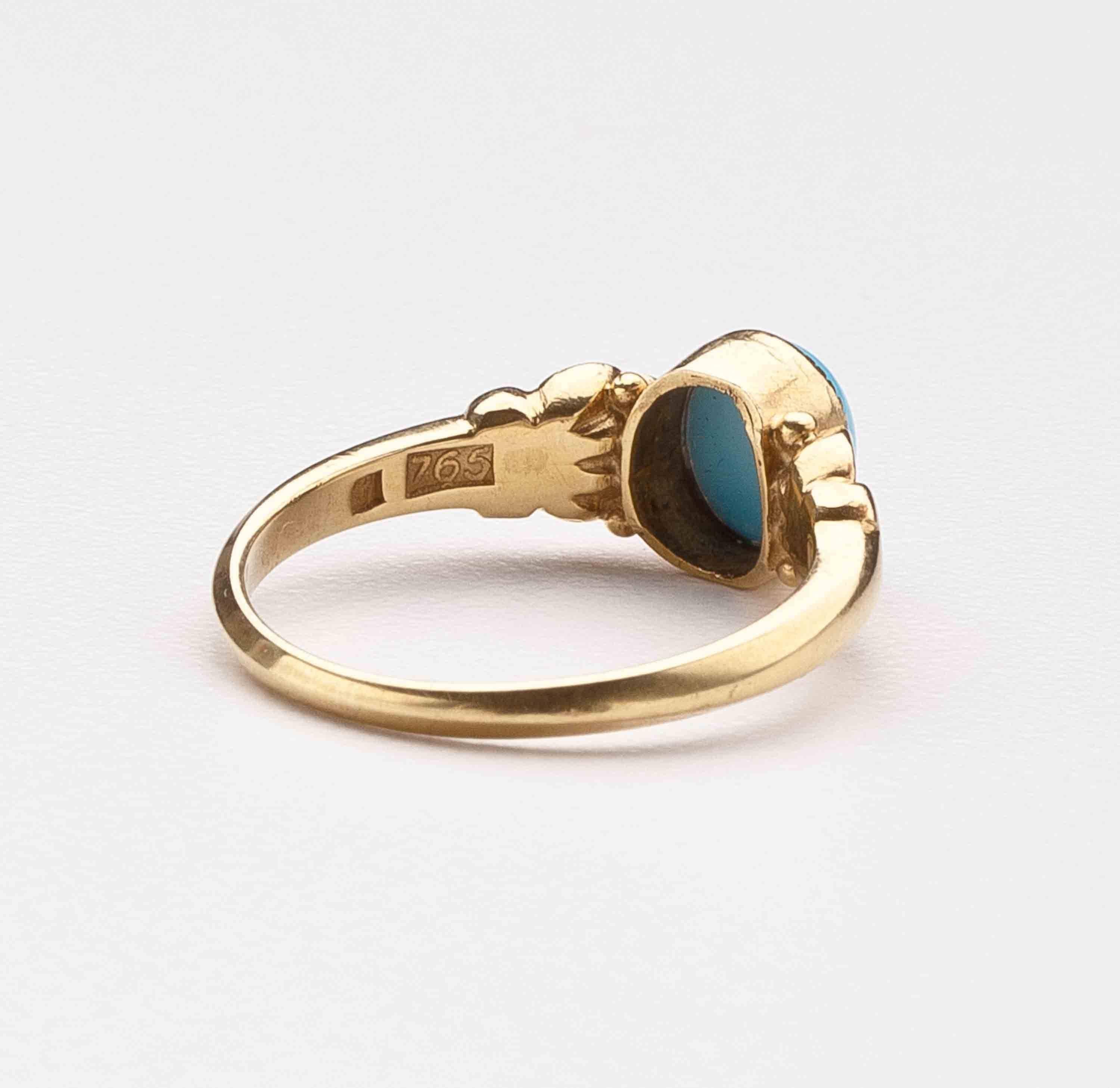 Art Nouveau Georg Jensen Turquoise Gold Ring No. 175  For Sale
