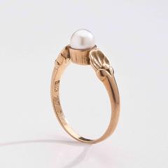 1930s Georg Jensen Pearl Gold Ring No. 175