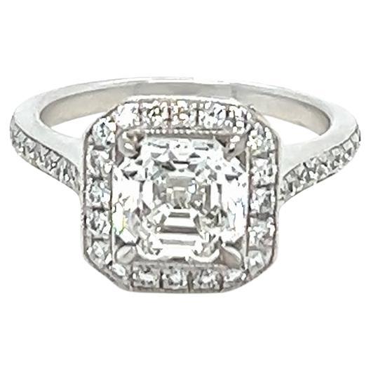 GIA White Gold Asscher Cut Engagement Ring 1.56ct
