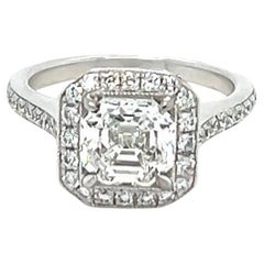 Anello di fidanzamento con taglio Asscher in oro bianco GIA 1,56ct