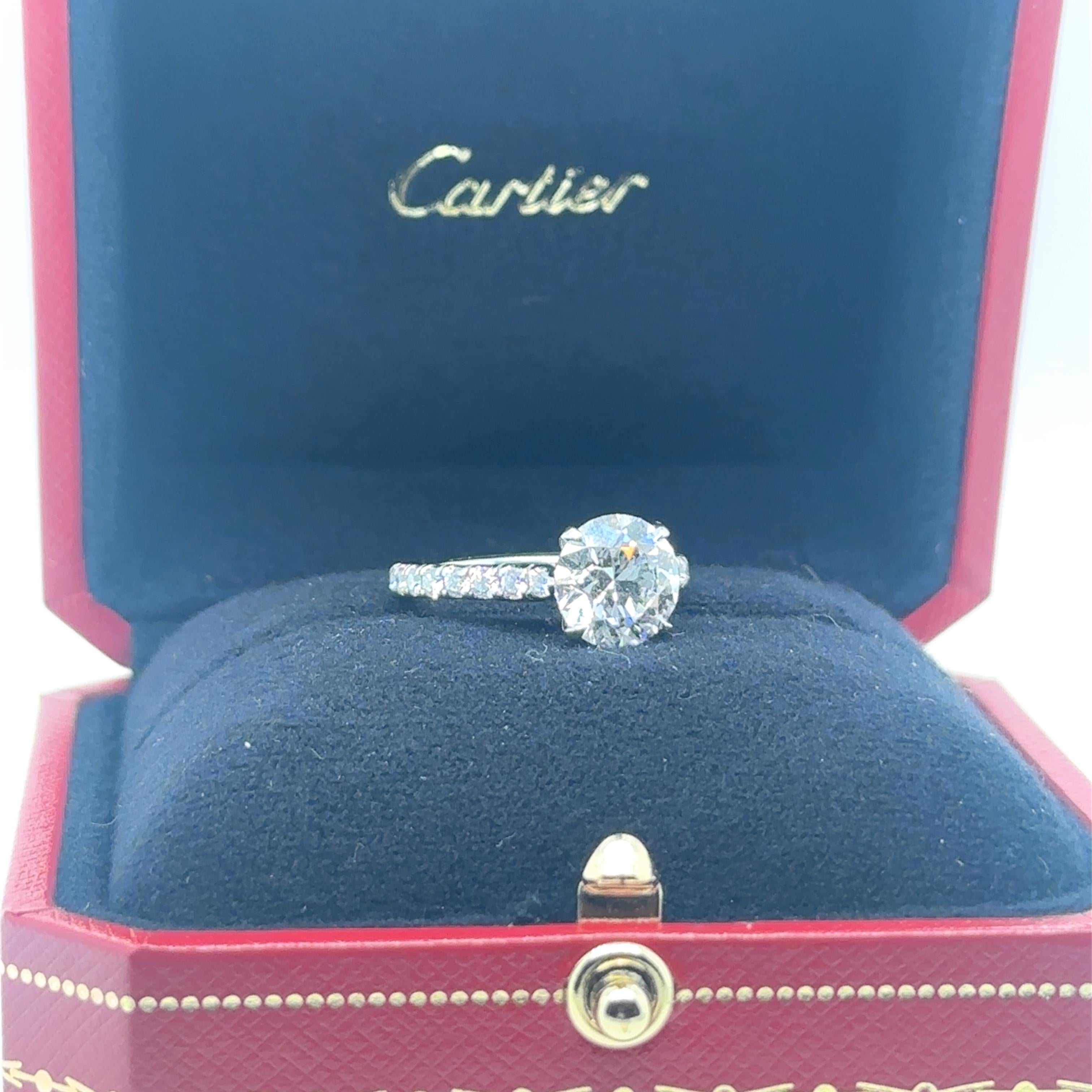 Bague de fiançailles en platine avec diamant de Cartier 3.43ct 5.5g en vente 8