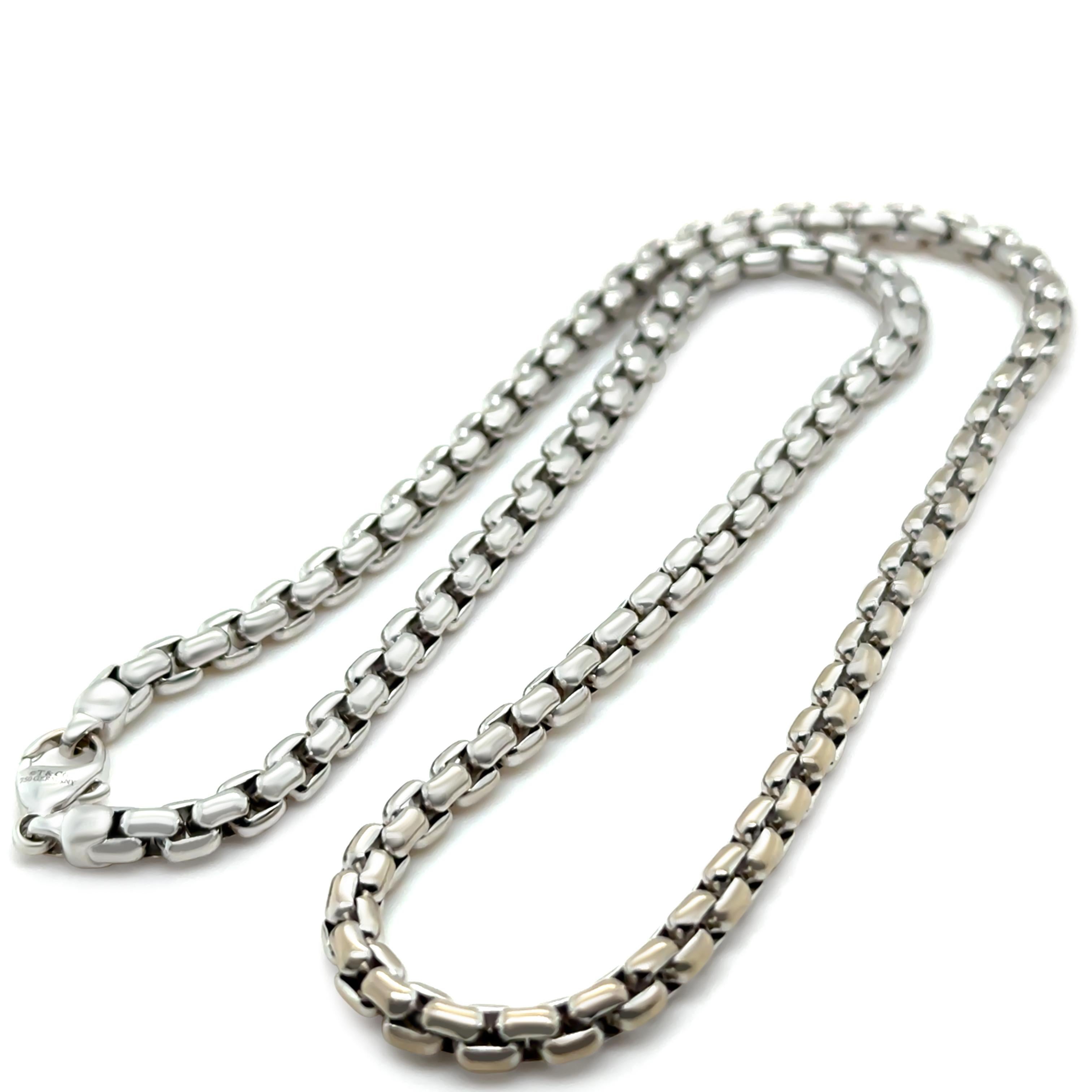 Tiffany & Co. Collana con catena a scatola in oro bianco 18ct 74,3g In condizioni ottime in vendita a SYDNEY, NSW