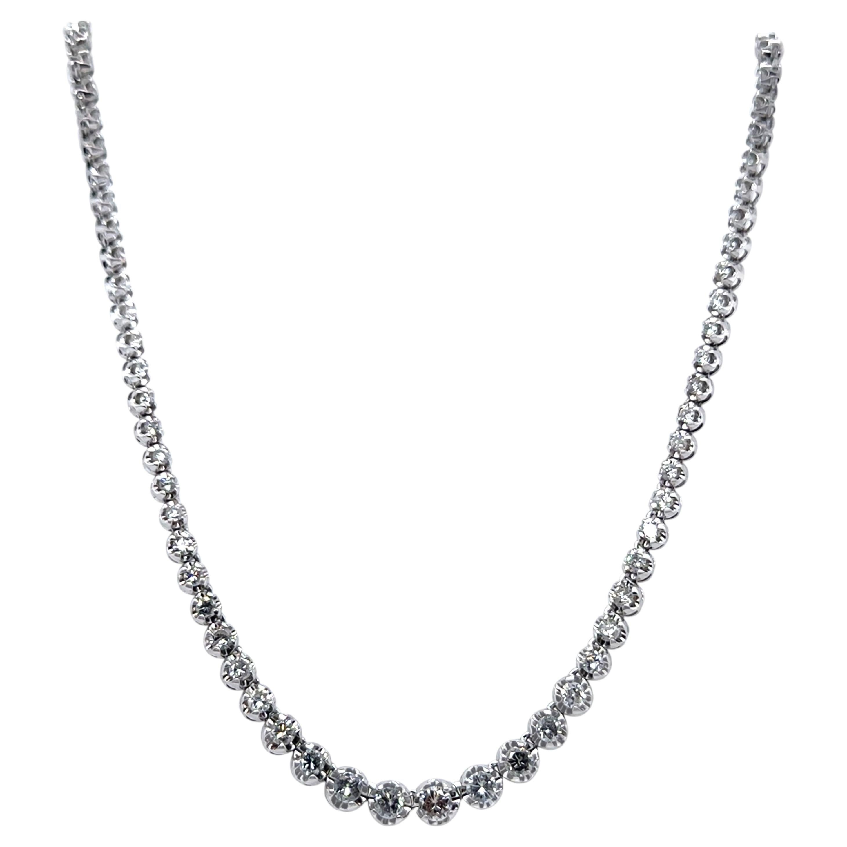Platinum Graduated Diamond Necklace 5.00ct 26.9g For Sale