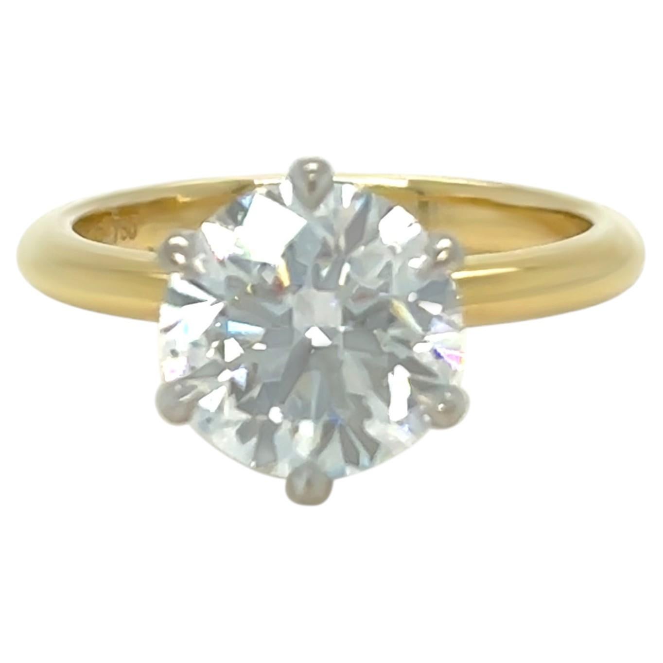 GIA 18ct Yellow & White Gold Diamond Solitaire Ring 3.01ct 5.04g For Sale