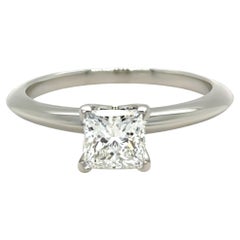 Tiffany & Co. Platinum Princess Cut Diamond Engagement Ring 0.82ct 4.5g