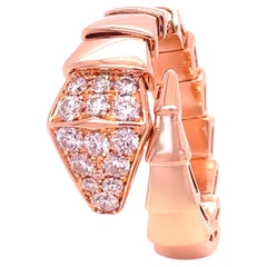 Bvlgari 18ct Yellow Gold Serpenti Scaglie Viper Diamond Ring 0.53ct 6.63g