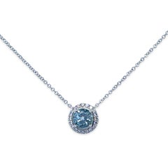 Tiffany & Co. Platinum Soleste Aquamarine & Diamond Necklace 1.00ct 3.88g
