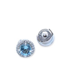 Tiffany & Co. Platinum Soleste Aquamarine & Diamond Earrings 1.22ct 6.28g