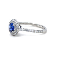 Tiffany & Co. Platinum Blue Sapphire & Diamond Engagement Ring 1.15ct 4.65g