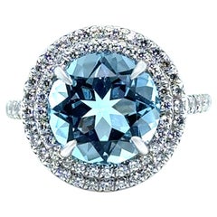 Tiffany & Co. Platinum Soleste Aquamarine & Diamond Ring 3.95ct 7.17g