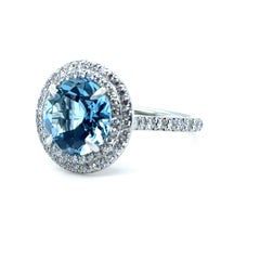 Tiffany & Co. Platinum Soleste Aquamarine & Diamond Ring 3.95ct 7.17g