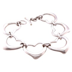 Tiffany & Co. Sterling Silver Elsa Peretti Six Heart Bracelet 54g