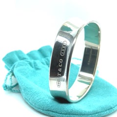 Tiffany & Co. Sterling Silver 1837 Collection Square Cushion Bangle 55.17g