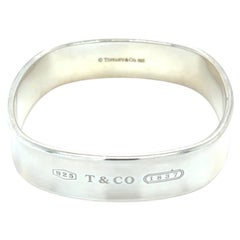 Tiffany & Co. Sterling Silver 1837 Collection Square Cushion Bangle 55.17g