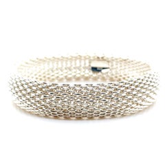 Tiffany & Co. Sterling Silver Somerset Mesh Weave Bangle Bracelet 55g