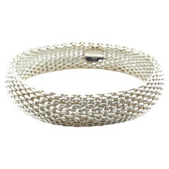 Tiffany & Co. Sterling Silver Somerset Mesh Weave Bangle Bracelet 55g