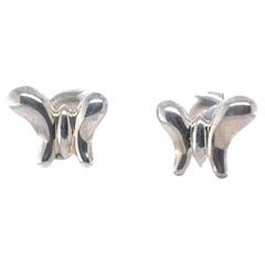 Tiffany & Co. Sterling Silver Elsa Peretti Butterfly Stud Earrings 3.1g